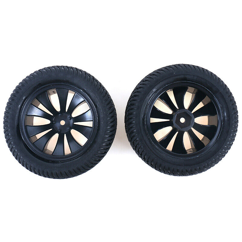 2x/set Rubber Pneus Racing Car Tyre Tires & Plastic Hubs Wheel RimsJR