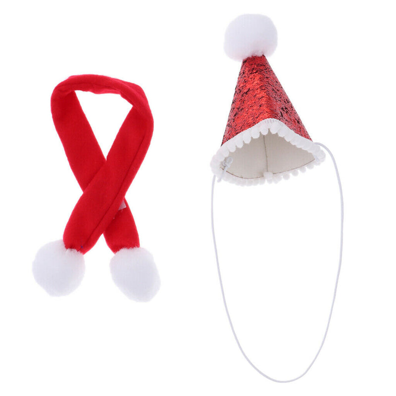 Charming Cone Red Hats For Pets Dogs Cats Birthday Party Hats with Neckerchief