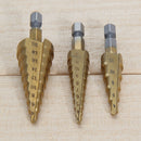 3Pcs Titanium Step Drill Bits HSS Wood Power Tools 3-12mm 4-12mm 4-20mm