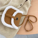 Fashion Shoulder Saddle Bag Women Splicing Fleece PU Messenger Tote (Brown)