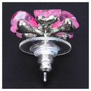 Women Flower Crystal Rhinestone Ear Stud Earrings Pink