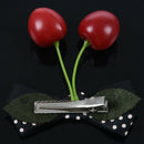 Ladies Cherry Design Bow Decor Metal Alligator Hair Clip Barrette Red W8R5