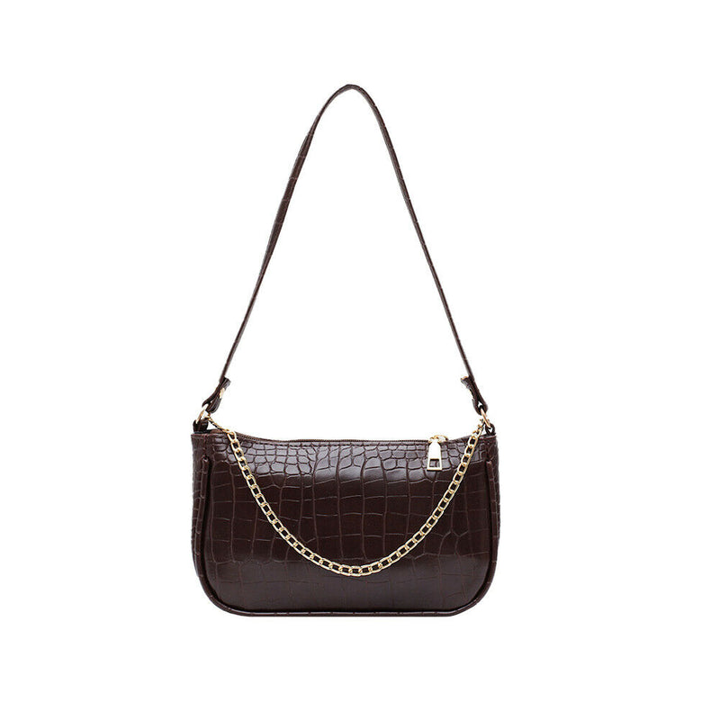 Crocodile Leather Women Handbags Shoulder Ladies Totes Bags (Chain Coffee) A