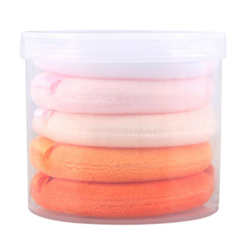 5Pcs Cotton Makeup Powder Puff with Rayon Ribbon Blush Powder Blending Puff