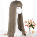 Long Straight Hair High Density Synthetic Wigs For Women Green Wood Linen A