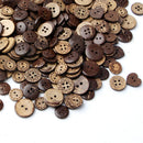 50pcs Mix Shape Brown Coconut Shell 2/4 Holes Buttons Sewing Scrapbooking Dwgp