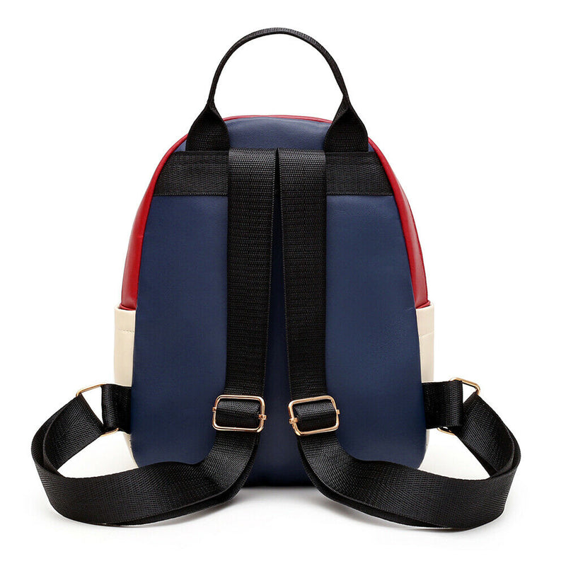 Girl Hit Color Small School Shoulder Bag Leather Women Dog Pendant Backpack