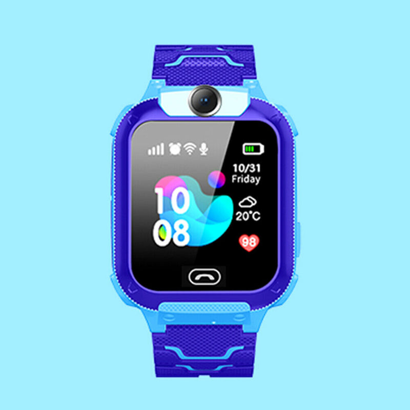 Q12 Non-Waterproof Heart Rate LBS Locator Kids Smart Watch Phone (Blue) A