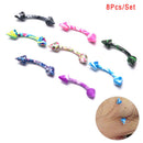 8Pcs/Set Stainless steel Eyebrow Belly Navel Ring Bar Body Piercing Jewelry BX