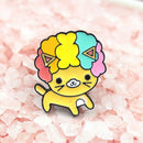 Curly Hair Cartoon Dog Enamel Brooch Pin Denim Jacket Collar Backpack Deluxe
