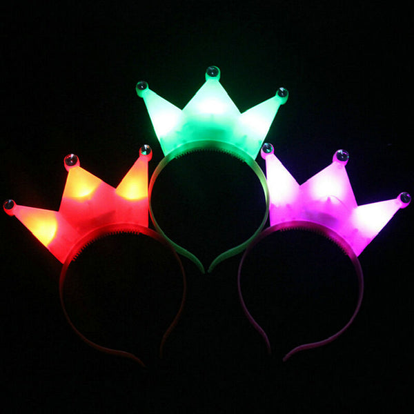1x Tiara Pink Crown Light-Up LED Blinking Flashing Headbands Party Favors