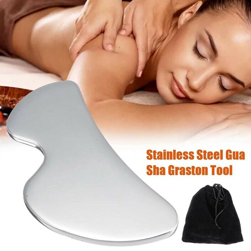 304 Stainless Steel Gua Sha Board Plate Relaxing Muscle Meridian Massager B K8P3