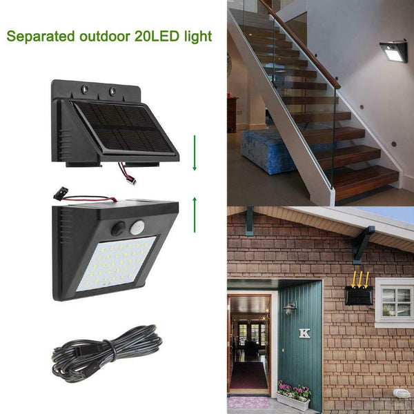 2pcs Solar 30LED Motion Sensor Separable Light Waterproof Garden Wall Lamp A#S