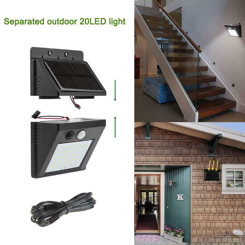 2pcs Solar 30LED Motion Sensor Separable Light Waterproof Garden Wall Lamp A