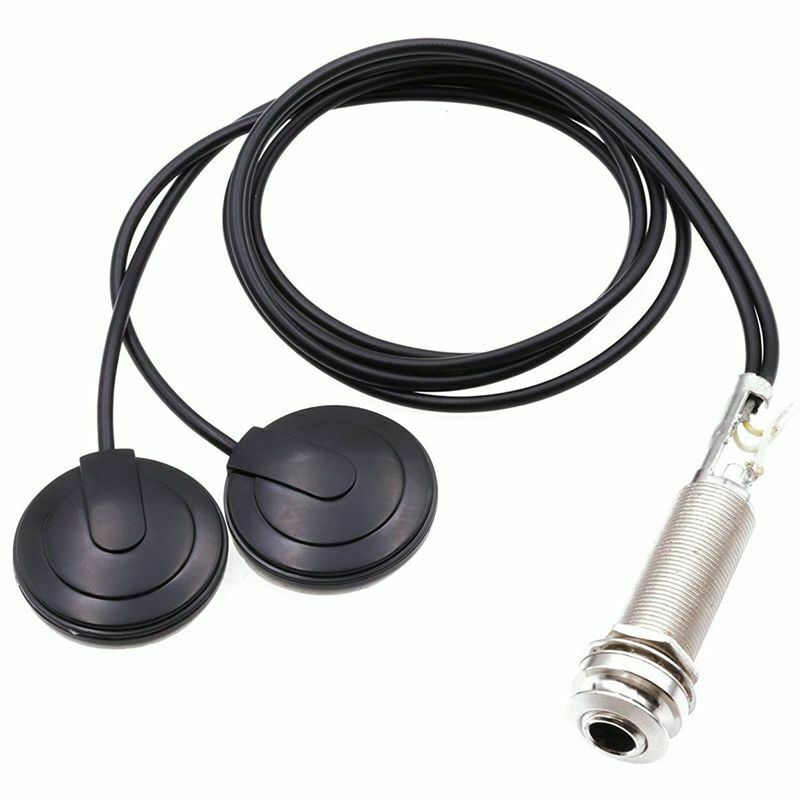21-INCHES Wire Length 1/4 Inch Output Jack 2 In 1 Piezo Pickup Disc Transdu