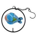 2pcs Hanging Robin Birds Statue Sculpture On Metal Round Ring Decor for Patio
