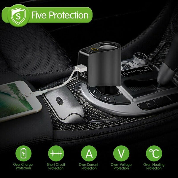 Hy10 3.1A 3 Usb Fast Charging Car Phone Charger Adapter With Volmeter Cigar L3Z3