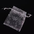 New100X Snowflake White Jewelry Candy Organza Pouch Wedding Favor Bag 7X9 Cm ME