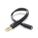 Y-Splitter 1Female to 2Male 3.5mm Mic Stereo Audio Adapter Audio Cable For PC`US