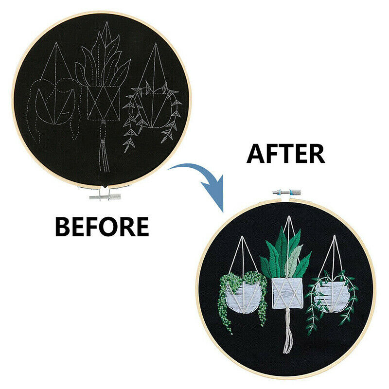 1 set Embroidery Hanging Picture Beginners Starter Kit Cross Stitch with Hoop