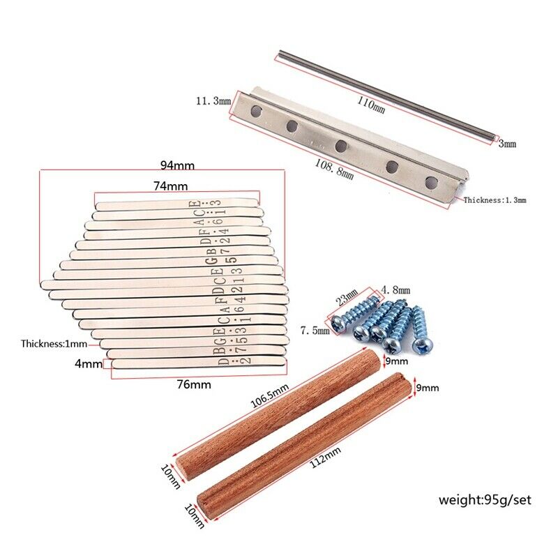 1 Set Steel Kalimba Mbira DIY 17 Keys with Thumb Piano Bridge Musical Instr Y4N5
