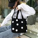 Fashion Retro Women'S Canvas Handbag New Women'S Casual Polka Dot Zipper Si
