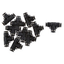 10x Tube OD 8mm 5/16 Tee Union Pneumatic Connector Air Line Quick Fittings Joint
