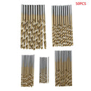 50Pcs Titanium Drill Bit Set Steel Wood Carpenter Masonry Hobby Index 1-3MM GQG