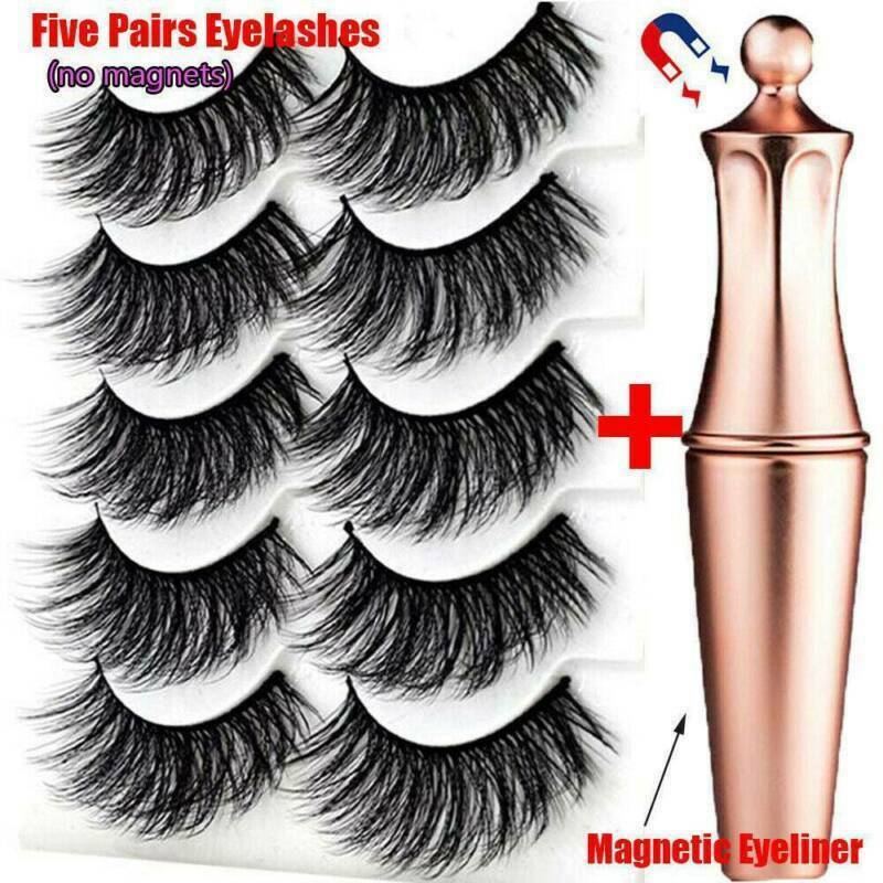 Waterproof Magnetic Eyeliner with 5 Pairs Eyelashes and Tweezer Long Lashes Hot