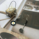 Fashion Women Asymmetric Fried Egg Pan Shovel Drop Dangle Earrings Jewelry G JR
