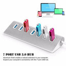 USB 3.0 Hub 7-Port Portable Aluminum charging and Data Hub 3-Foot USB 3.0 C