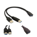 2 Ports USB 3.0 Female to USB Male Header Extension Y Cable Adapter