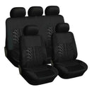 9pcs Car Seat Covers Tire Track Style Auto Styling Seat Protector (Black)