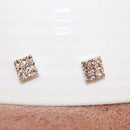 Mens Womens Clip On Earrings Rhinestone Diamante Square Magnetic Jewelry