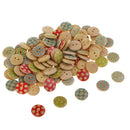 100Pcs 15mm Printed Wooden Handmade Buttons Sewing Clothing Accessories DIY