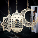 3Pcs Wooden Eid Mubarak DIY Moon Hanging ornament Wall Art Craft Home Decoration
