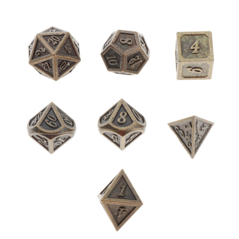 5Sets Polyhedral Metal Dice Bronze for Dragon Scale D&D DnD Pathfinder