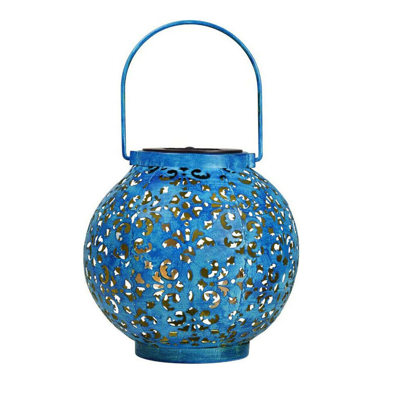 Solar LED Iron Art Lantern Light Outdoor Garden Yard Handheld Hanging Lamp A
