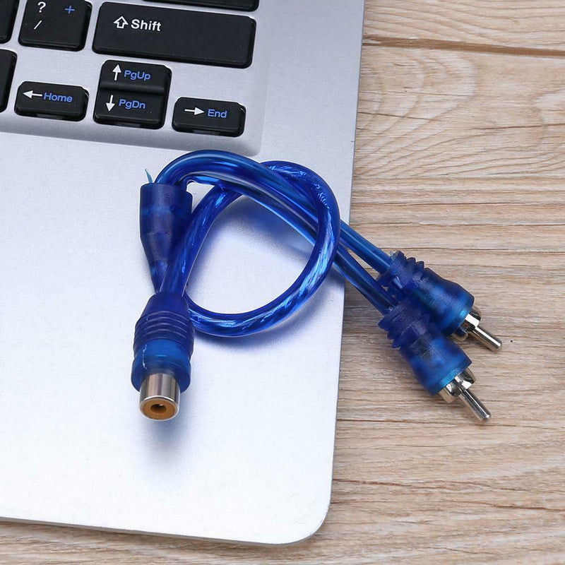 1pc 30cm 2 RCA Male to 1 RCA Female Copper Aluminum Cable for Car Audio