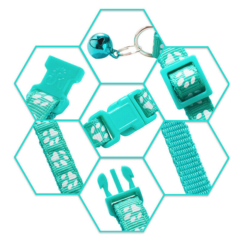 12PCS Dog Collars Pet Cat Puppy Buckle Nylon Collar with Bell 6 ColorsB Hn