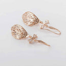 Chic Large Filigree Leaf Zircon Dangle Drop Earring Women Girls Jewelry