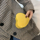 Love Heart Crossbody Handbag Women Kids Leather Small Shoulder Bag (Yellow)