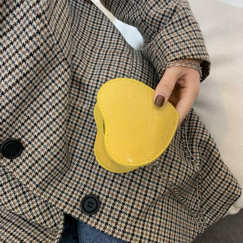 Love Heart Crossbody Handbag Women Kids Leather Small Shoulder Bag (Yellow)