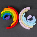 Colorful Wood Rainbow Building Blocks Toys Creative Assembling Blocks Circl A1P9