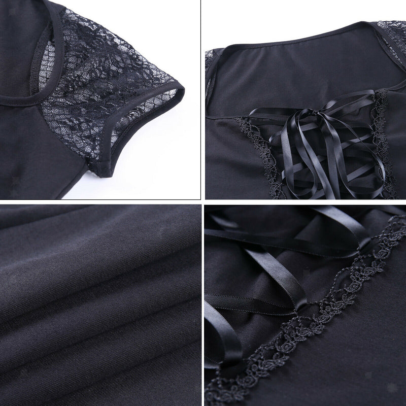 Gothic T-Shirt Streewear Lace Shirt Tight Blouse Crop Top Party Sweatshirt