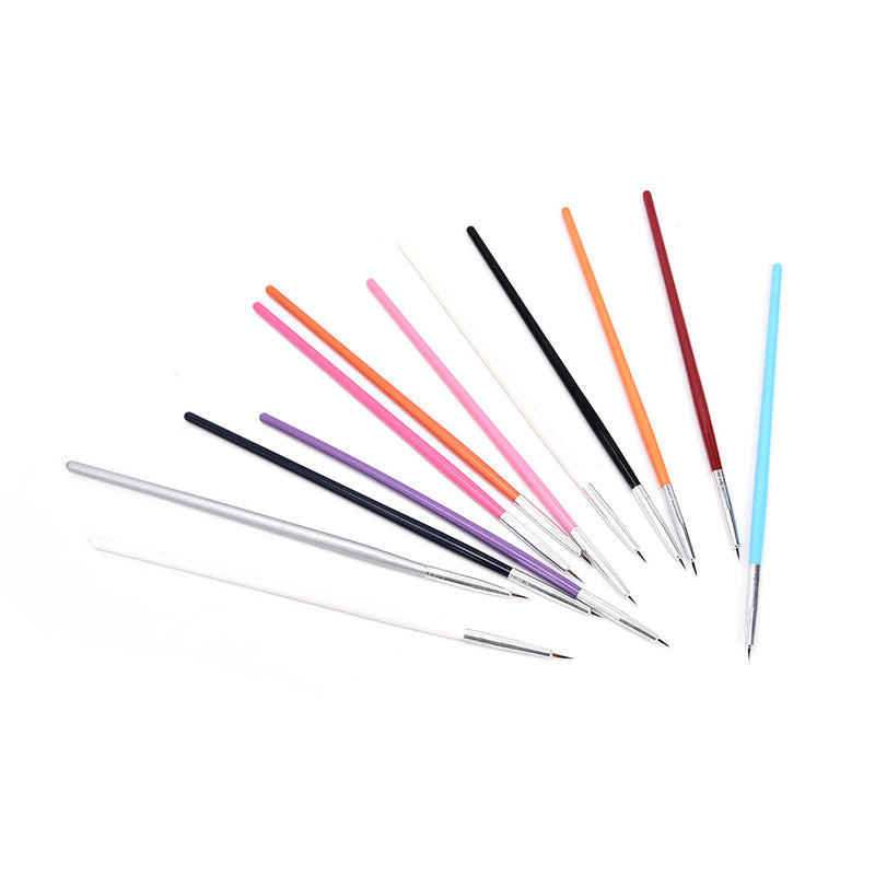 12 Pcs Colorful Nail Art Design Brush Pen Fine Details Tips Drawing Paint Set Gw