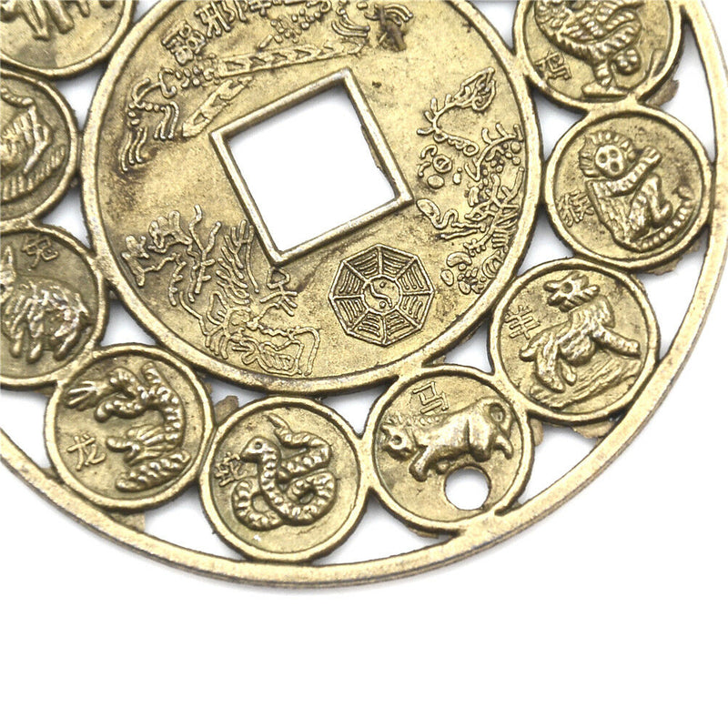 2Pcs Auspicious Chinese Zodiac Feng Shui Coin Good Luck Prosperous Protection OZ
