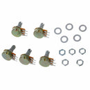 5pcs 5K ohm 6mm Split Knurled Shaft Single Linear Rotary Potentiometer