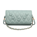 Women Love Lattice Pattern Crossbody Bag PU Shoulder Totes Handbag (Green)