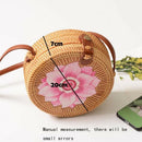 Round Women Rattan Bag Handmade Petal Rattan Shoulder Beach Bag Crossbody B